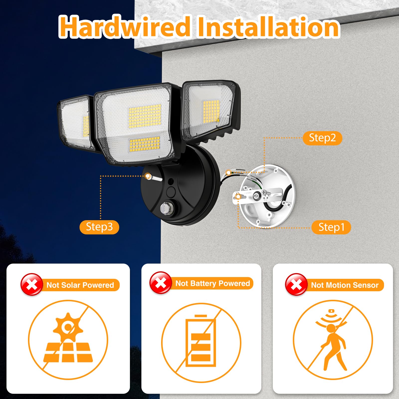 Abovizo 90W flood light side angle shows four adjustable heads for versatile lighting.