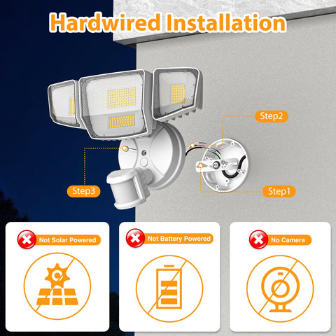 Four-head design adjustable for flexible outdoor illumination.