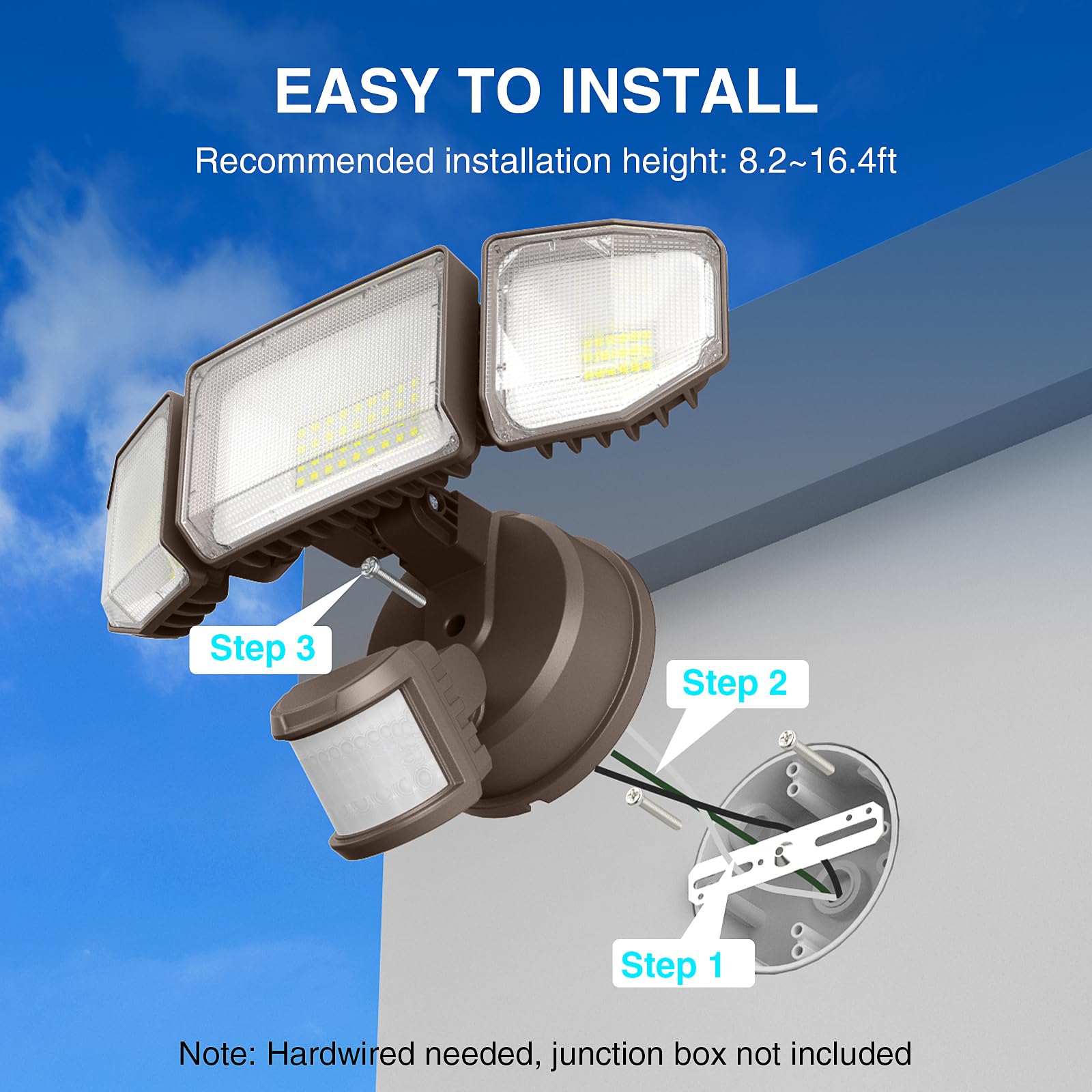 Abovizo dusk-to-dawn and motion modes adapt to outdoor lighting needs.