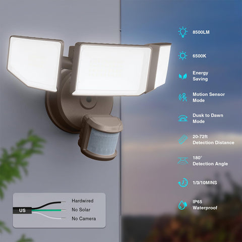 Abovizo three-head design, adjustable lighting to cover steps and porch.