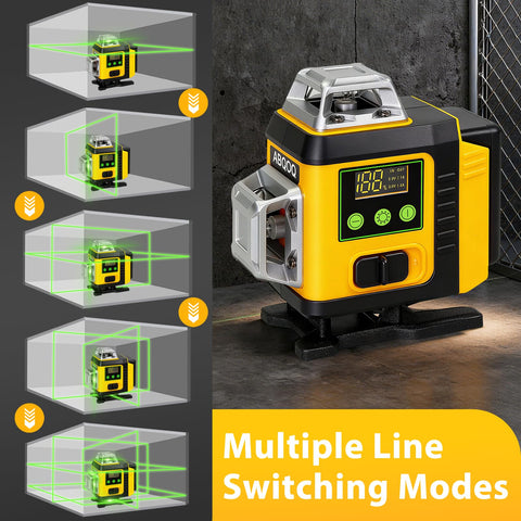 ABQOQ Laser Level 4x360 planes provides full coverage for walls, floors, and ceilings.
