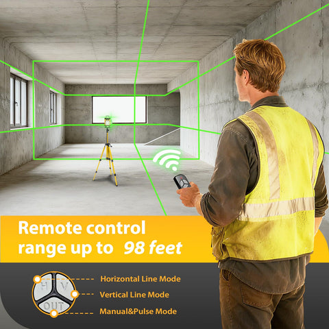 ABQOQ Laser Level green beam offers high visibility in bright environments.