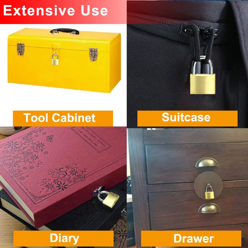 ABRA FOX golden finish padlocks blend with metal surfaces for subtle security.