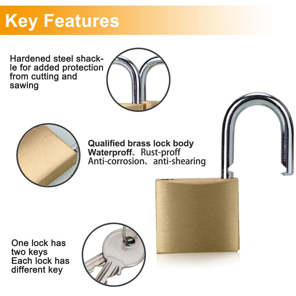 ABRA FOX solid brass padlock side view showing compact profile