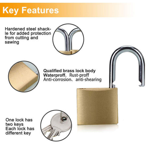 ABRA FOX solid brass padlock side view showing compact profile