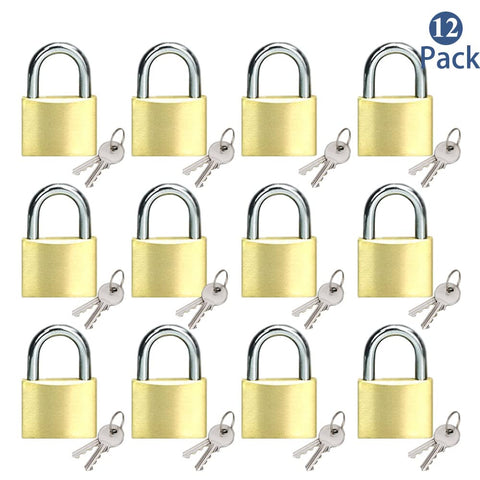 ABRA FOX solid brass padlock 12-pack with keyed-alike 25mm body for toolbox security.