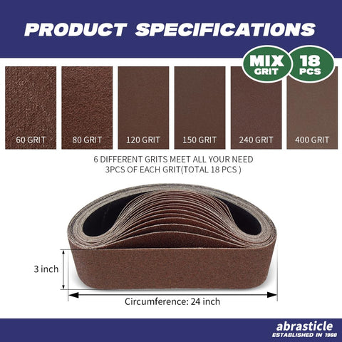 Abrasticle sanding belts grits 60-80-120-150-240-400 close-up for metal and wood finishing