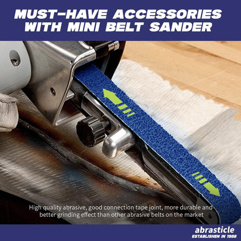 Abrasticle zirconia sanding belt ideal for smoothing metal and wood surfaces.