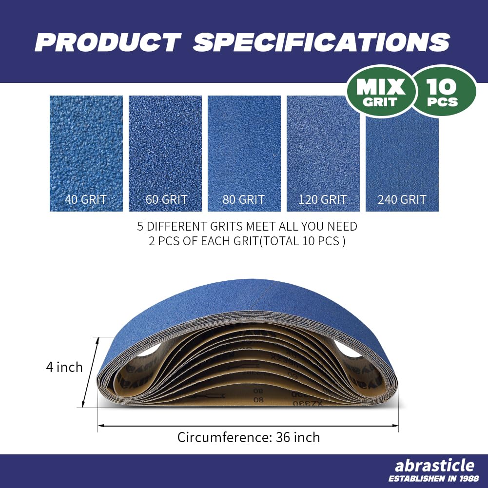 Abrasticle zirconia belt derusting metal surfaces for prep work.
