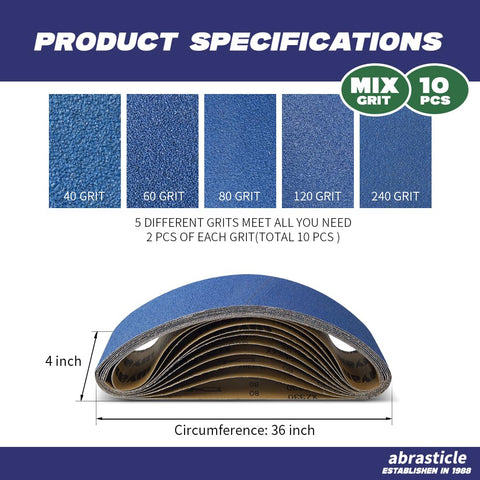 Abrasticle zirconia belt derusting metal surfaces for prep work.