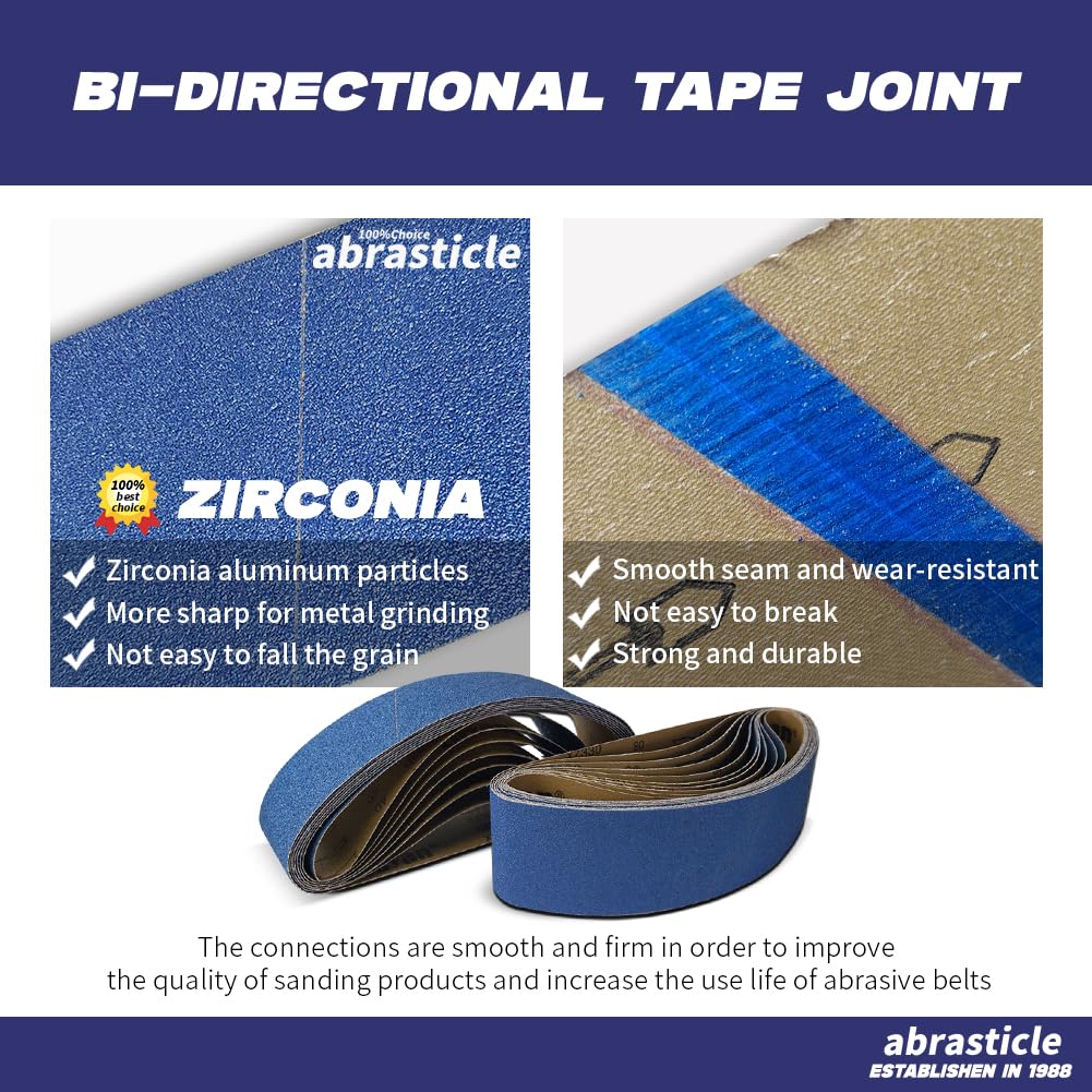 Abrasticle zirconia belt sanding wood to reveal grain and smooth surface.