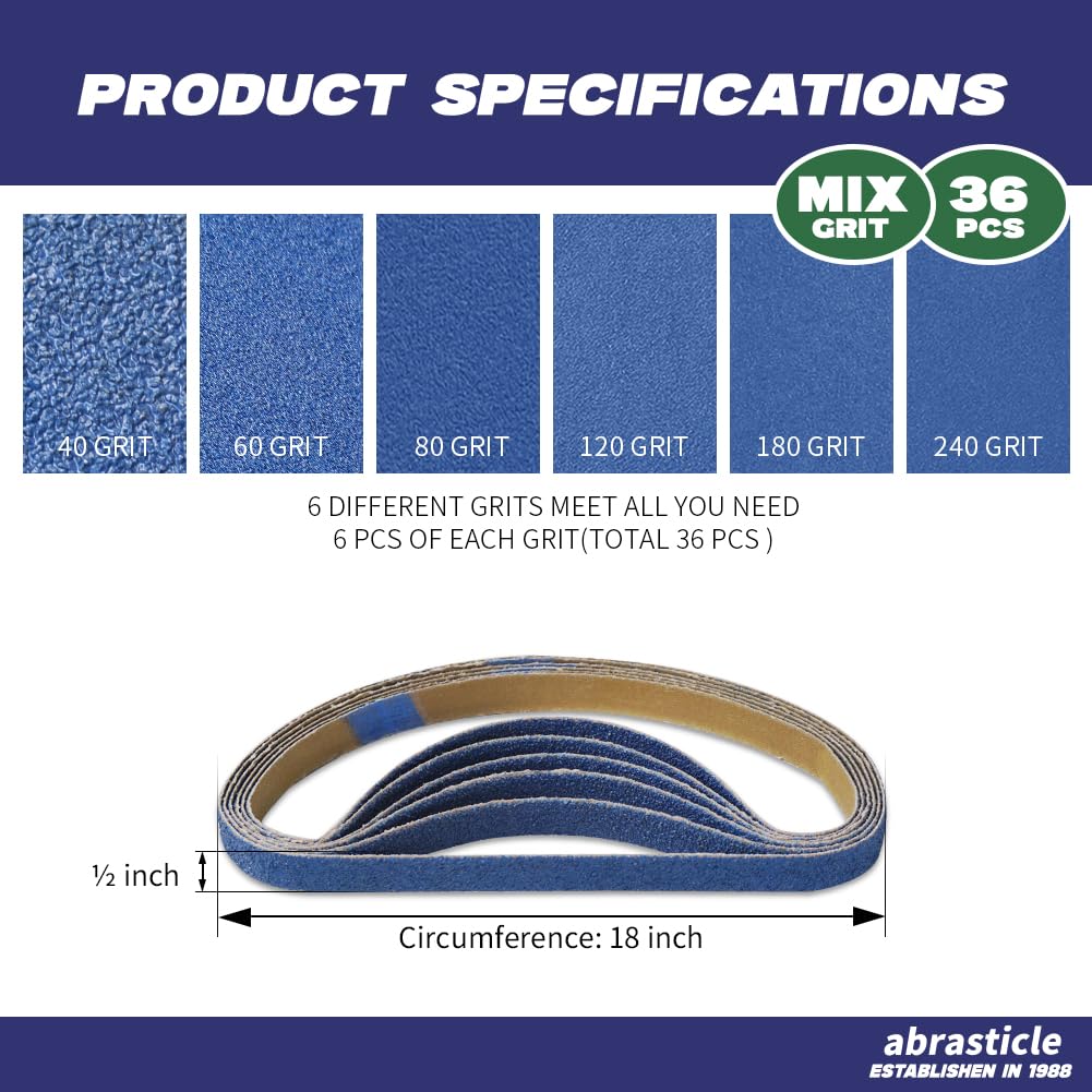 Abrasticle zirconia sanding belt blue grain for fast metal grinding and deburring.