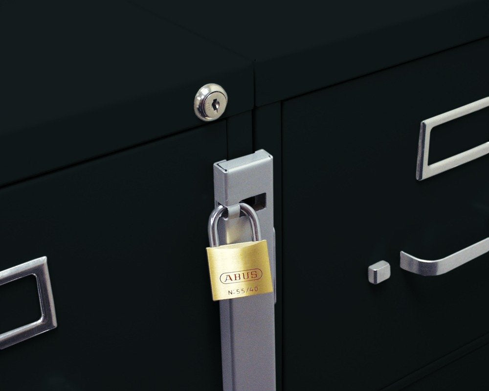 ABUS file bar features a reliable locking mechanism for quick cabinet control