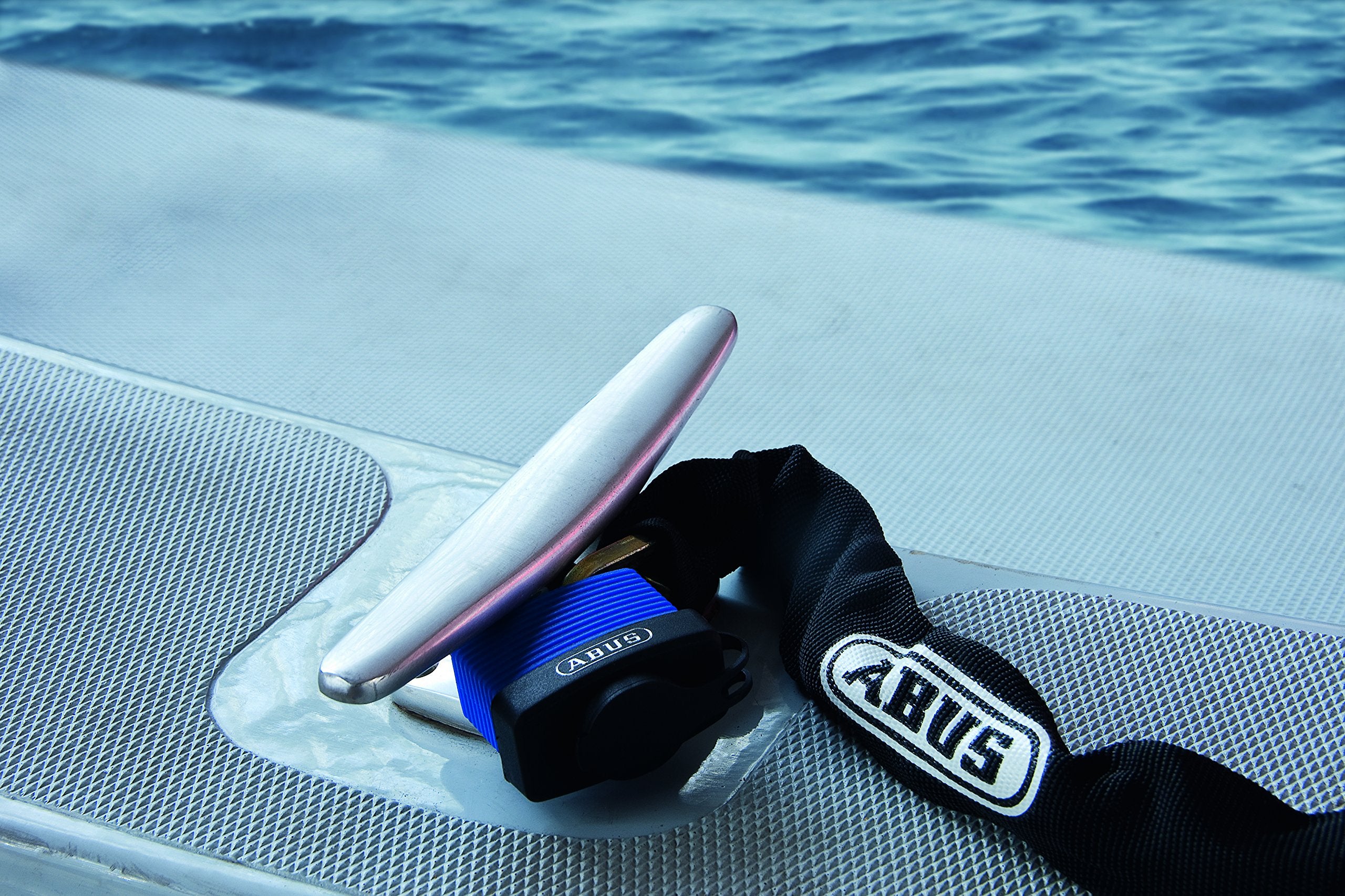 ABUS 70IB/45 padlock featuring weather cap and drainage channel keeps dirt out.