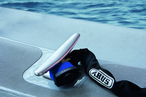 ABUS 70IB/45 padlock featuring weather cap and drainage channel keeps dirt out.