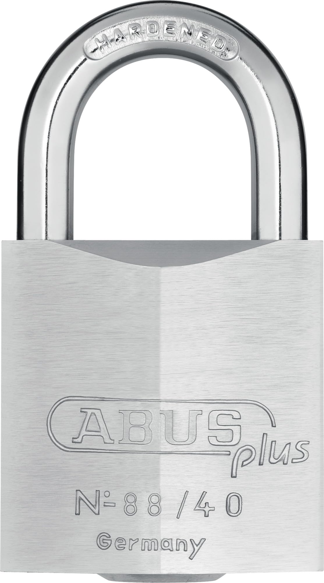 ABUS 88/40 brass padlock body with chrome finish, ideal for outdoor security.