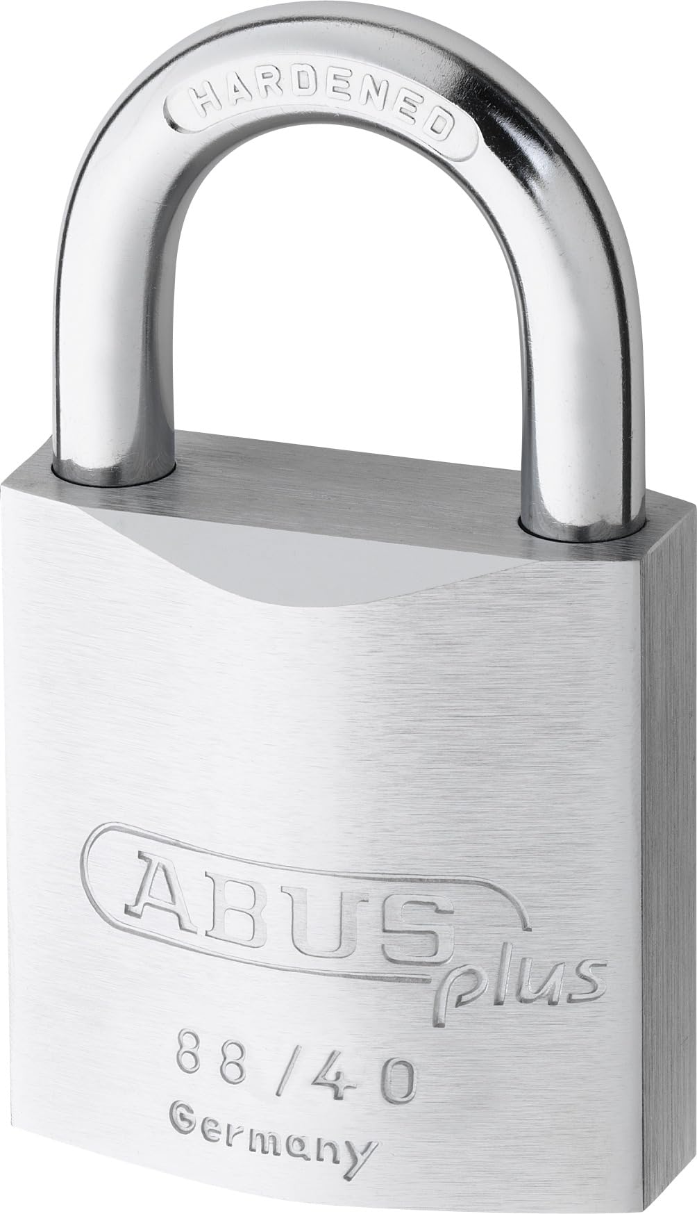 ABUS 88/40 padlock shackle close-up showing double-bolted tamper resistance.
