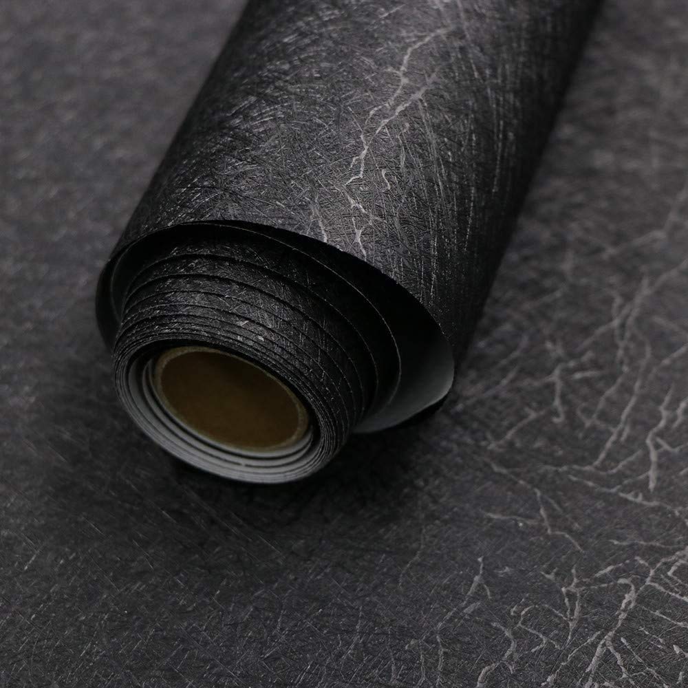 Abyssaly Black Silk embossed peel-and-stick wallpaper for quick, stylish updates