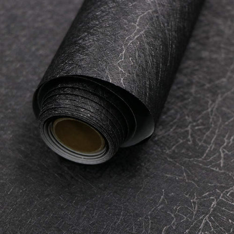 Abyssaly Black Silk embossed peel-and-stick wallpaper for quick, stylish updates