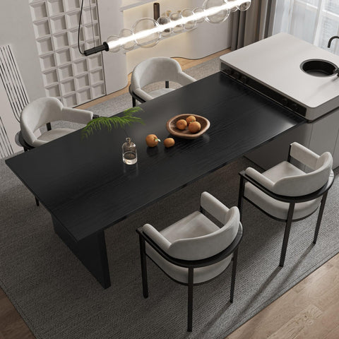 Aabyssaly dresser refresh with black wood wallpaper creates a modern, durable look