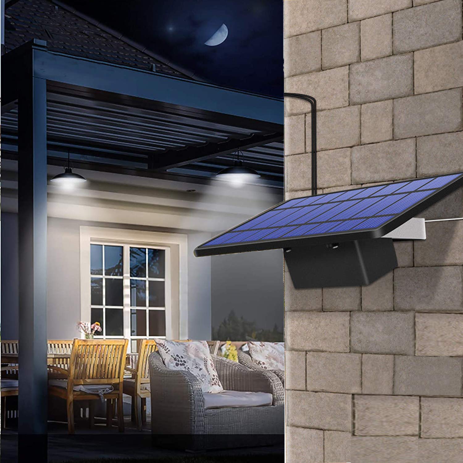 ABZXT extension cables link solar panel to lamps for flexible layouts.