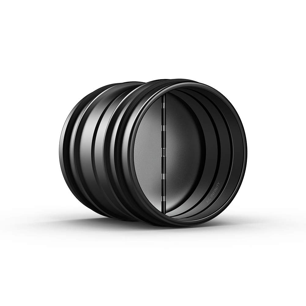 AC Infinity 4in backdraft damper insert seals duct to prevent draft.