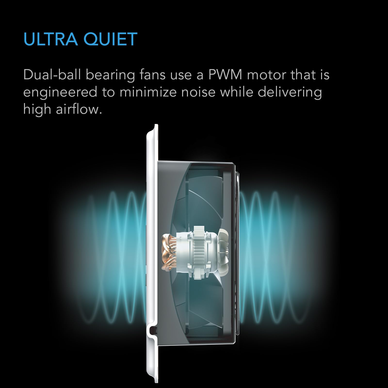 AC Infinity Airtap T6 white dual 92mm engines deliver steady airflow with minimal vibration