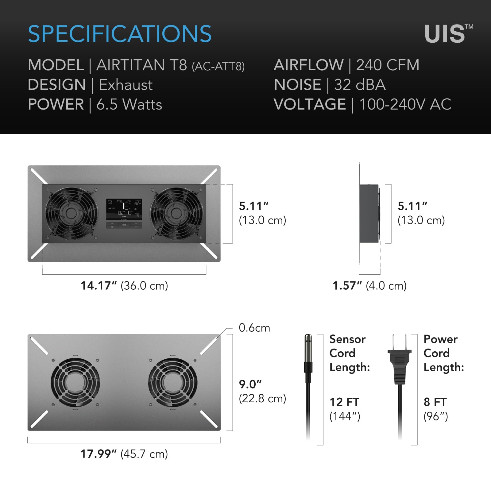 AC Infinity AIRTITAN T8 humidity and temperature control options