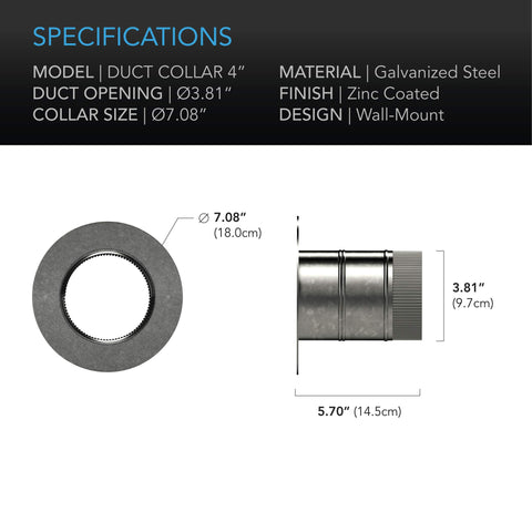 AC Infinity flat-brim collar sits flush delivering an airtight seal.