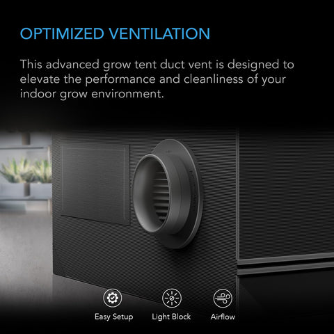 AC Infinity Grow Tent Duct Vent back view highlights sealed edges for filtration