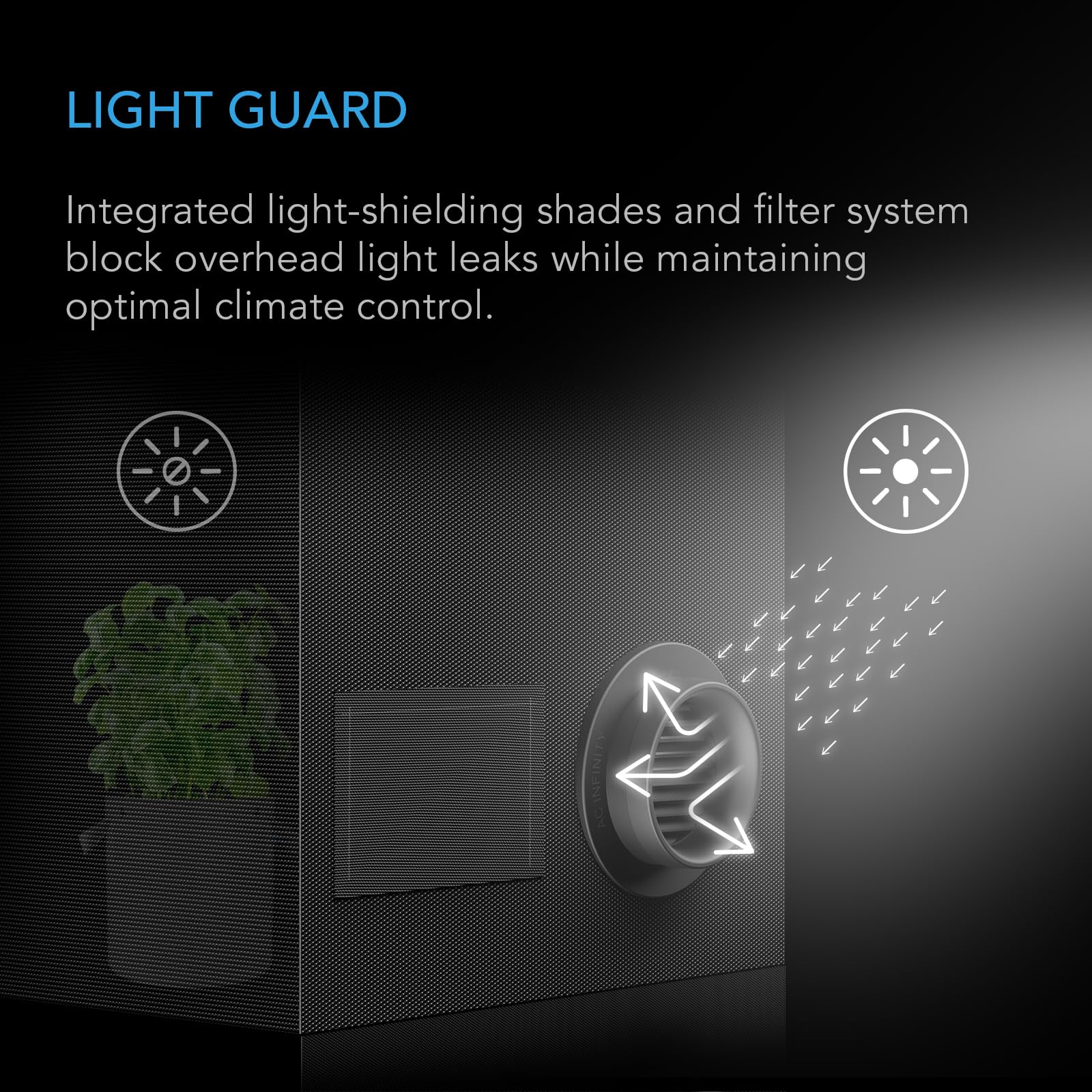 AC Infinity Grow Tent Duct Vent side profile captures compact form for small spaces