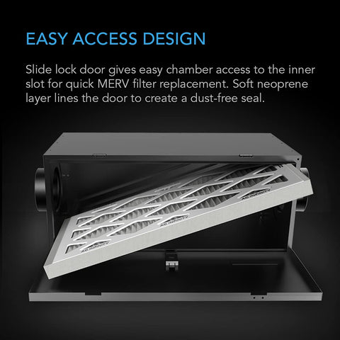 AC Infinity Inline Filter Box 6in door access enables quick inner chamber maintenance