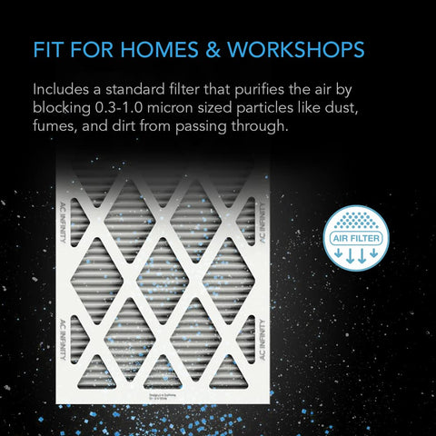 AC Infinity Inline Filter Box 6in inner chamber accommodates standard 12x20x1 inch filters