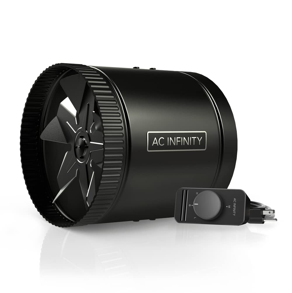 AC Infinity RAXIAL S8 product shot highlighting compact unibody design for smoother airflow.