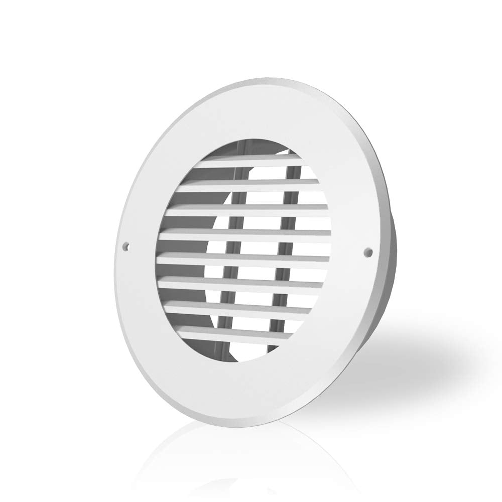 AC Infinity wall-mount duct grille for 6-inch ducting, white steel, close-up on durable finish