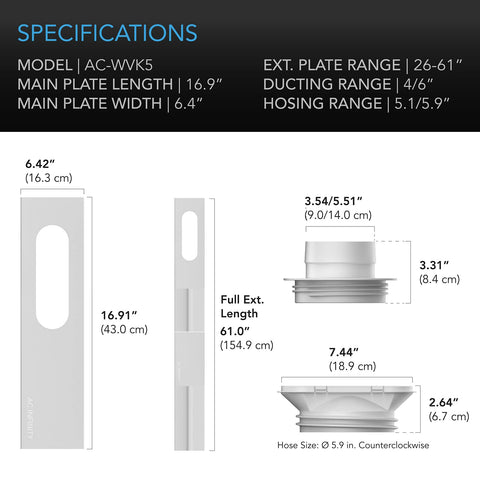 AC Infinity window duct kit connects HVAC hoses and appliances securely.
