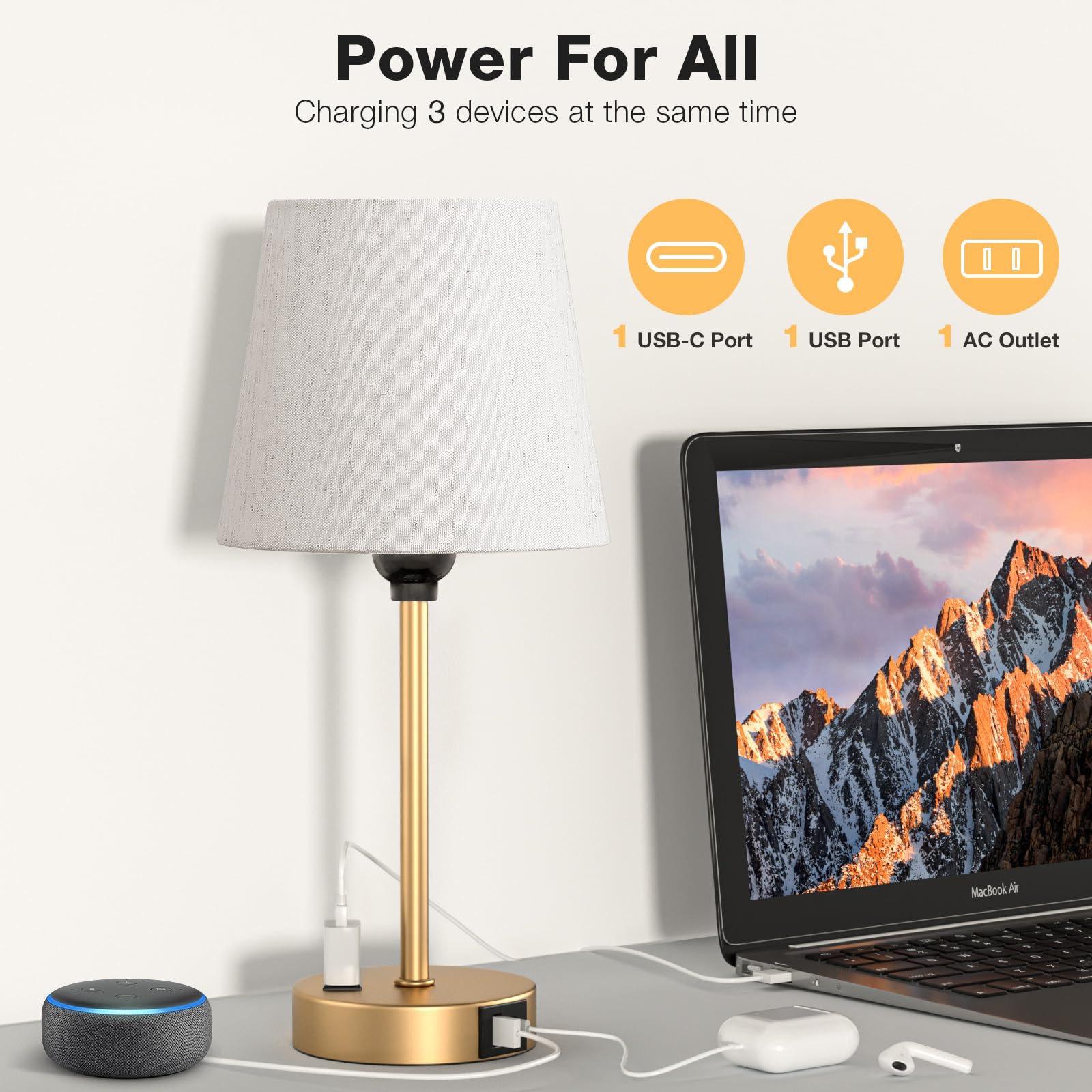 Acaxin lamp demonstrating 3-way dimming for reading or relaxing