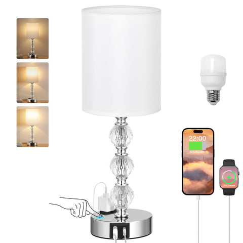 Acaxin crystal lamp adds warm ambience to a cozy bedroom setting.