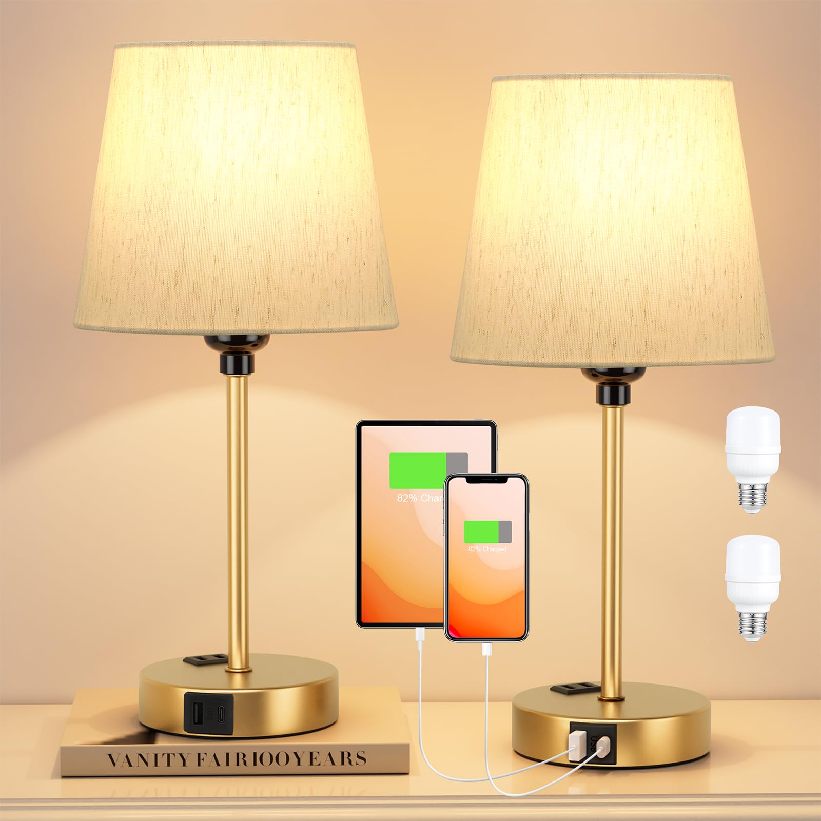 Acaxin bedside lamp showing touch control for dimming