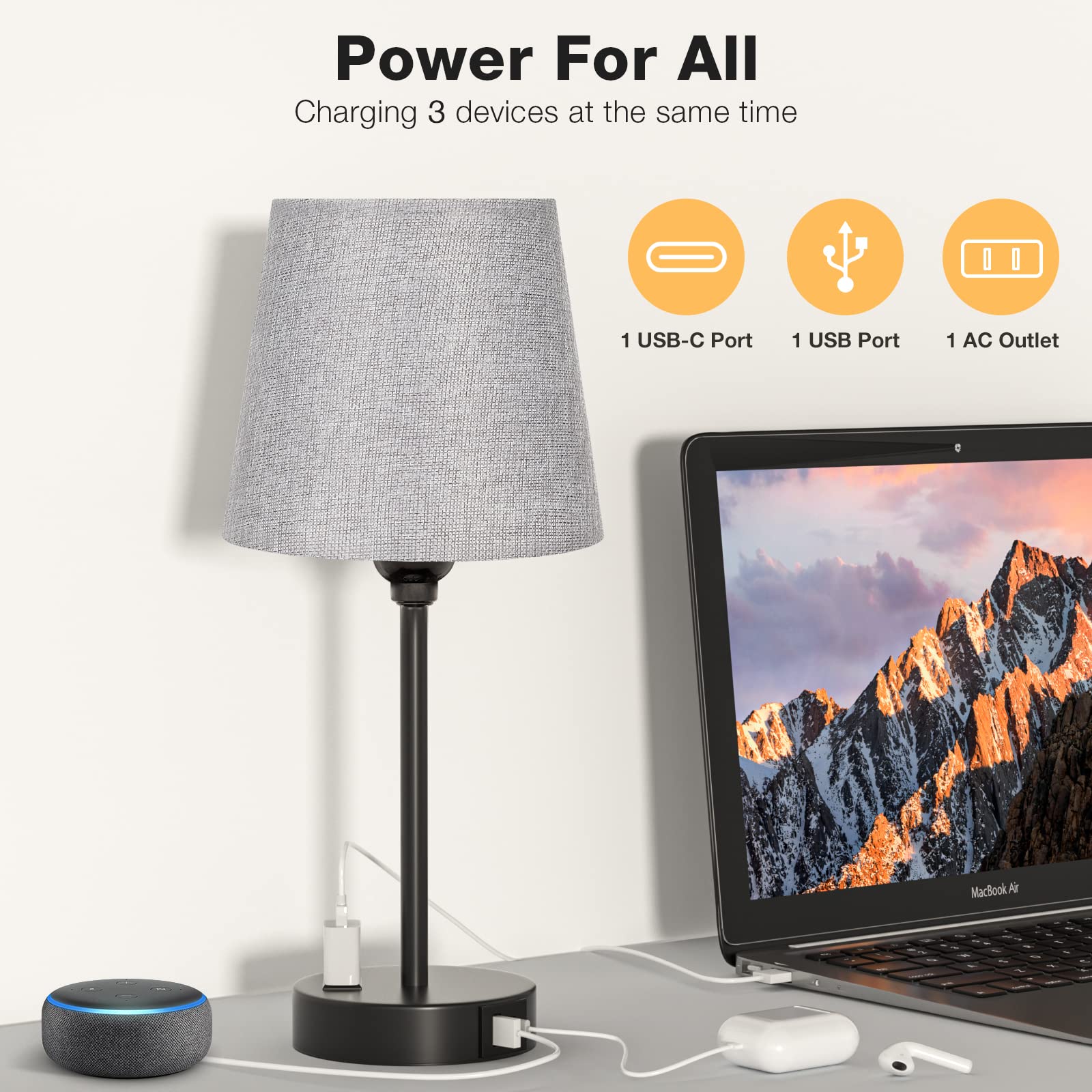 Acaxin bedside lamp showcases USB-C port for convenient device charging
