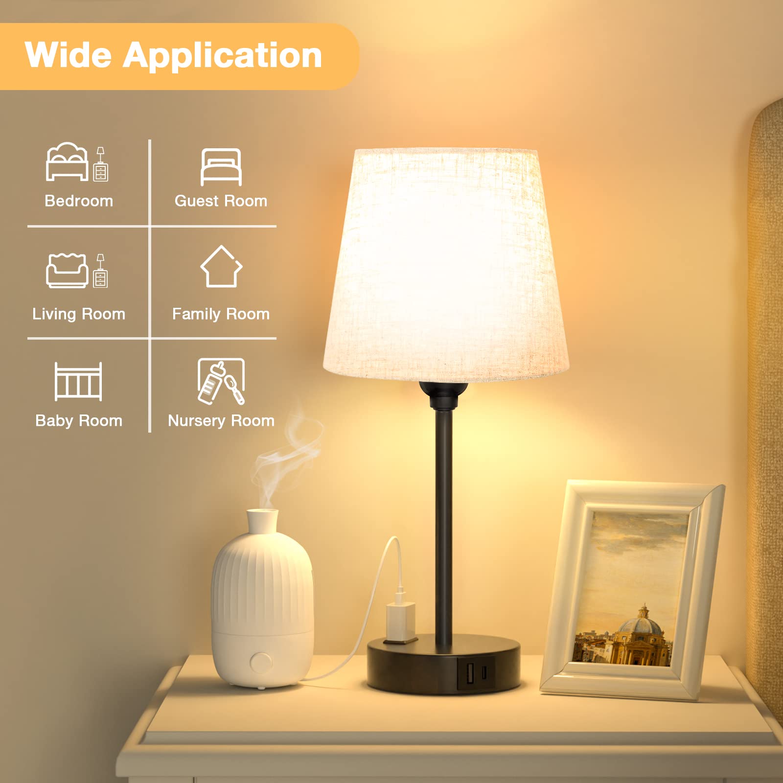 Acaxin black nightstand light adds a subtle glow to any room.