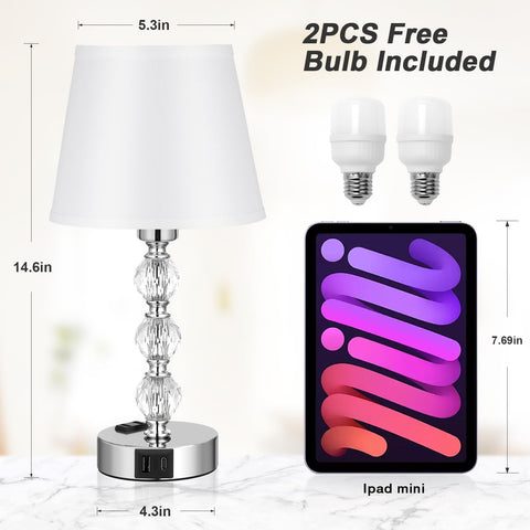 Acaxin crystal table lamp set in a living room, modern design adds elegance.
