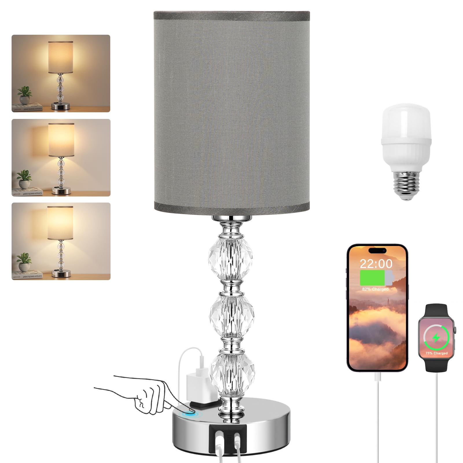 Acaxin grey touch bedside lamp makes a thoughtful gift for special occasions.