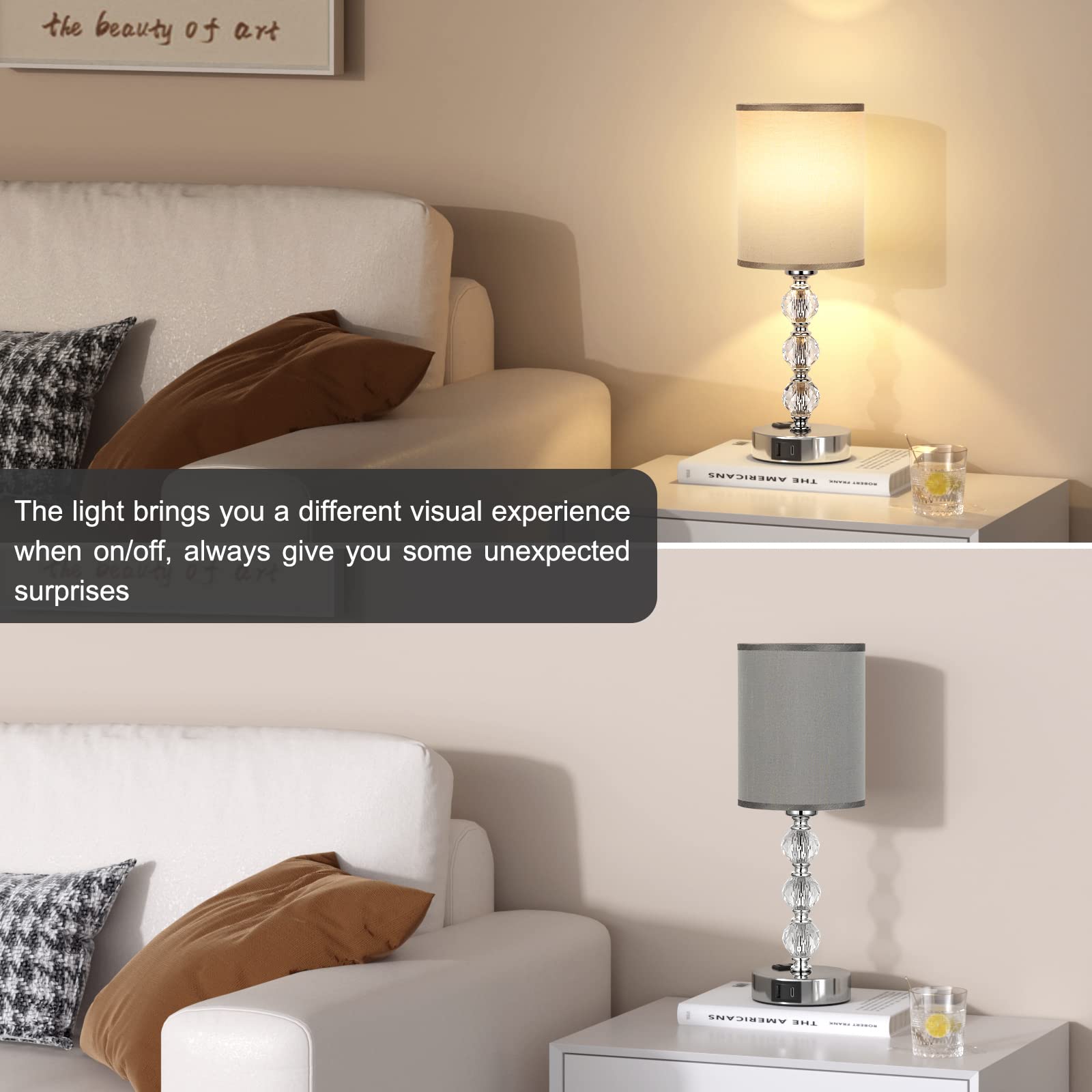Acaxin grey touch bedside lamp includes a free LED bulb for immediate use.