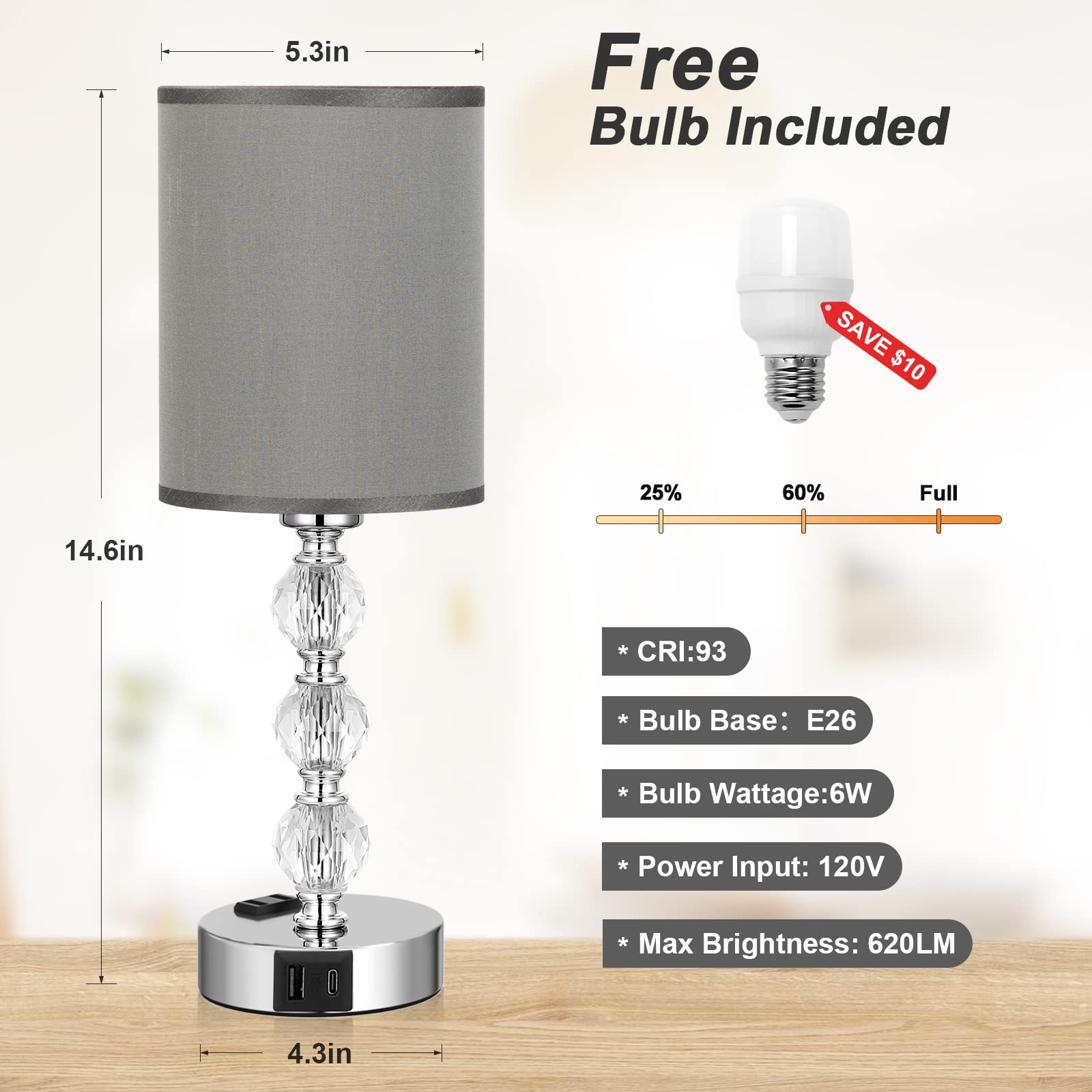 Acaxin grey touch bedside lamp silver base pairs with modern decor.