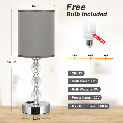Acaxin grey touch bedside lamp silver base pairs with modern decor.