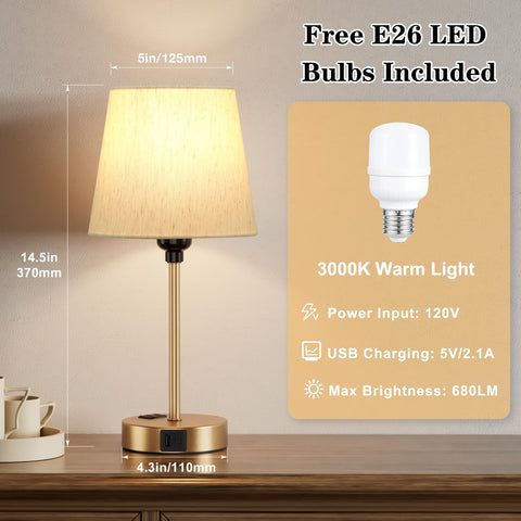 Acaxin compact two-pack nightstand lamps for small spaces