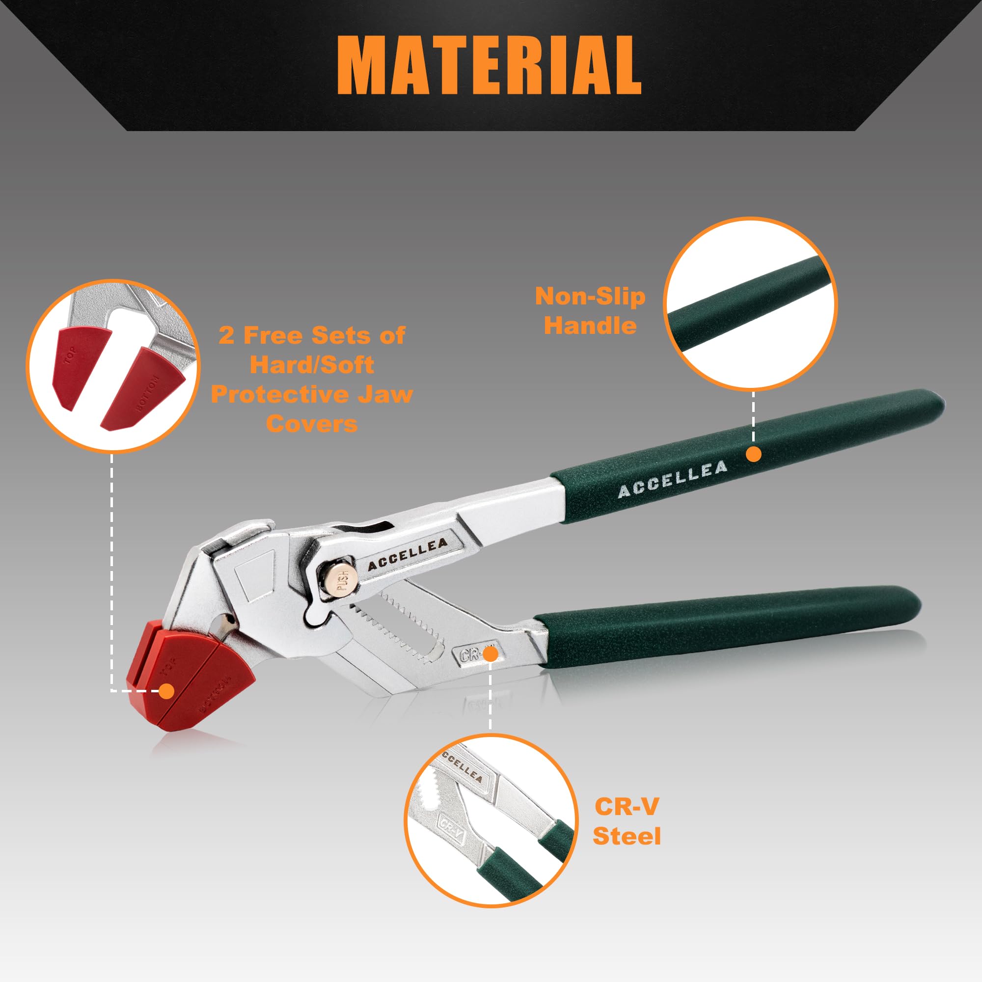 ACCELLEA protective jaw covers extend tool life and reduce surface scratching.