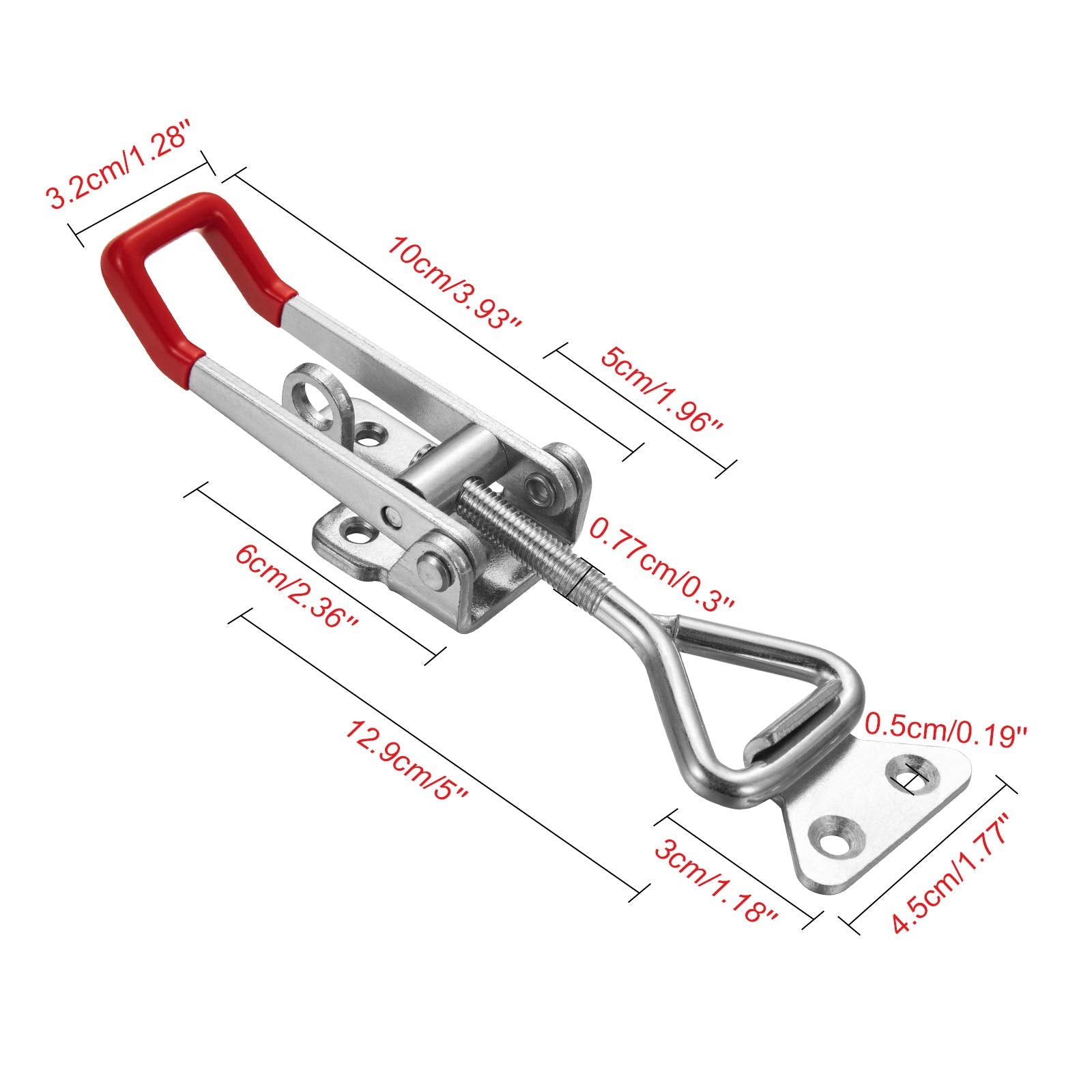 Accessbuy adjustable lever controls tightness from 2.6 to 3.3 inches.