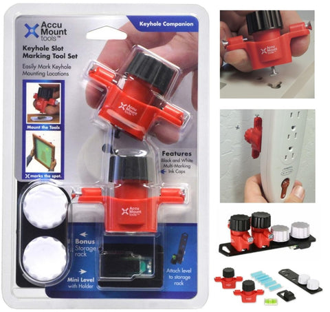 Accu Mount Tools keyhole companion marking tool in action marks fastener locations without surface marks.